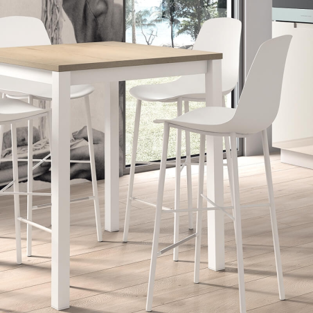 Tabouret snack de cuisine coque en polypropylène blanc et métal - Cloe