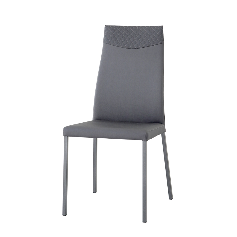 chaise dossier matelassé pour salle à manger grise