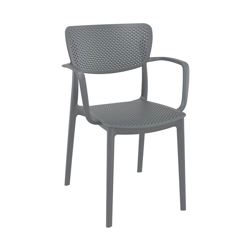 Chaise avec accoudoirs de jardin micro perforée grise - Loft