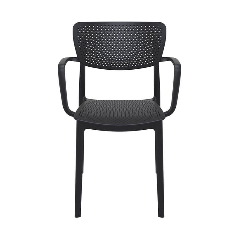 Fauteuil empilable de jardin micro perforé noir - Loft