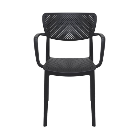 Fauteuil empilable de jardin micro perforé noir - Loft