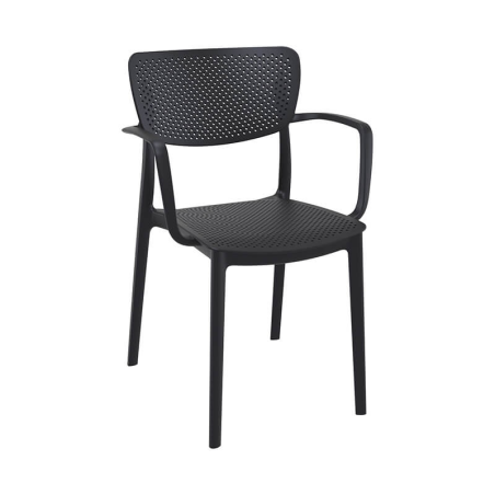 Fauteuil en plastique noir empilable d'extérieur - Loft