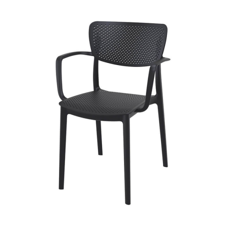 Fauteuil en polypropylène empilable micro perforé noir - Loft