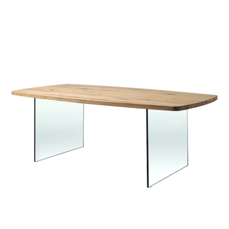 Table design forme tonneau en verre et bois - Carte