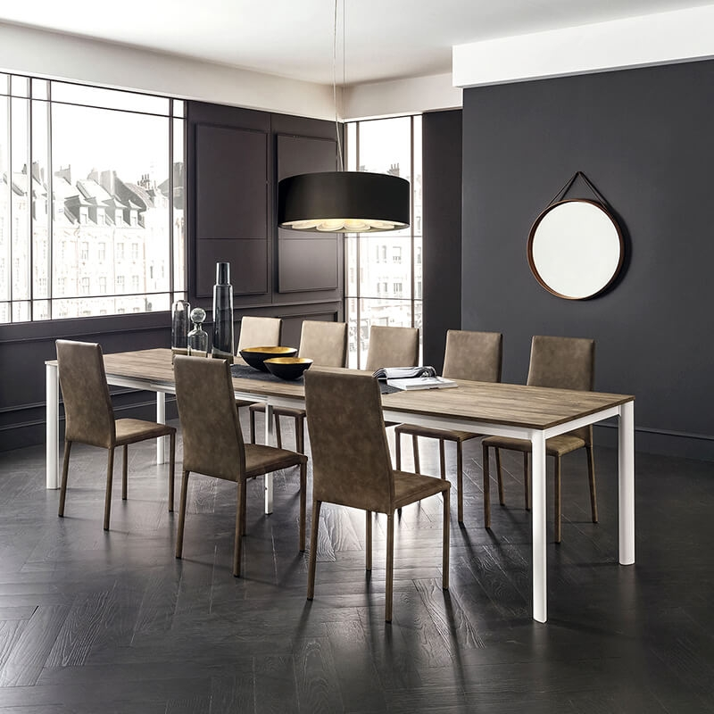 table extensible rectangulaire en stratifié effet bois - Aaron