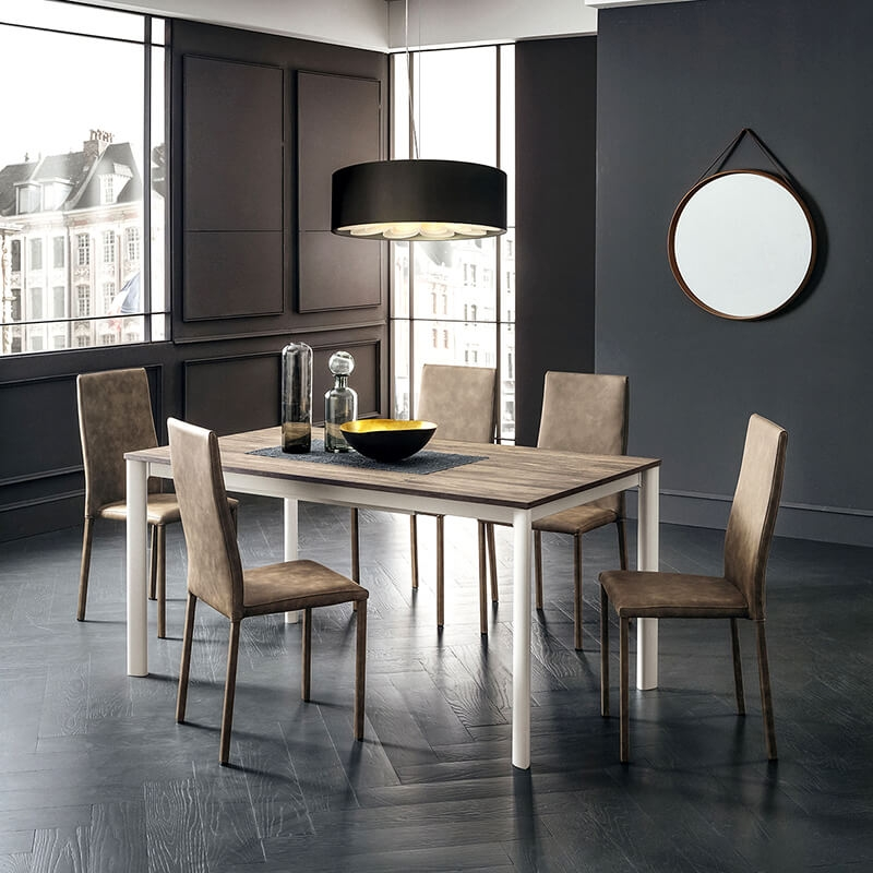 table rectangulaire extensible plateau en stratifié effet bois - Aaron