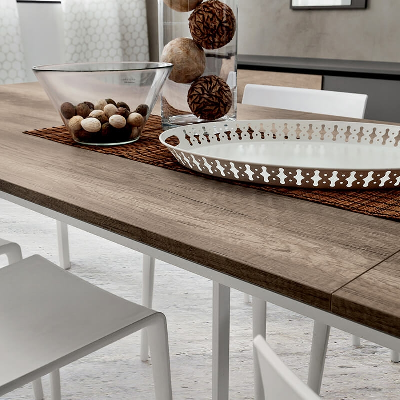 table extensible rectangulaire en stratifié effet bois - Mario