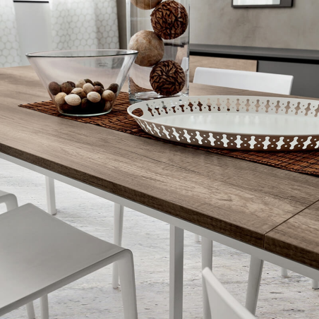 table extensible rectangulaire en stratifié effet bois - Mario