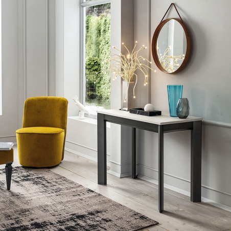 Console extensible en stratifié blanc et gris - Steave