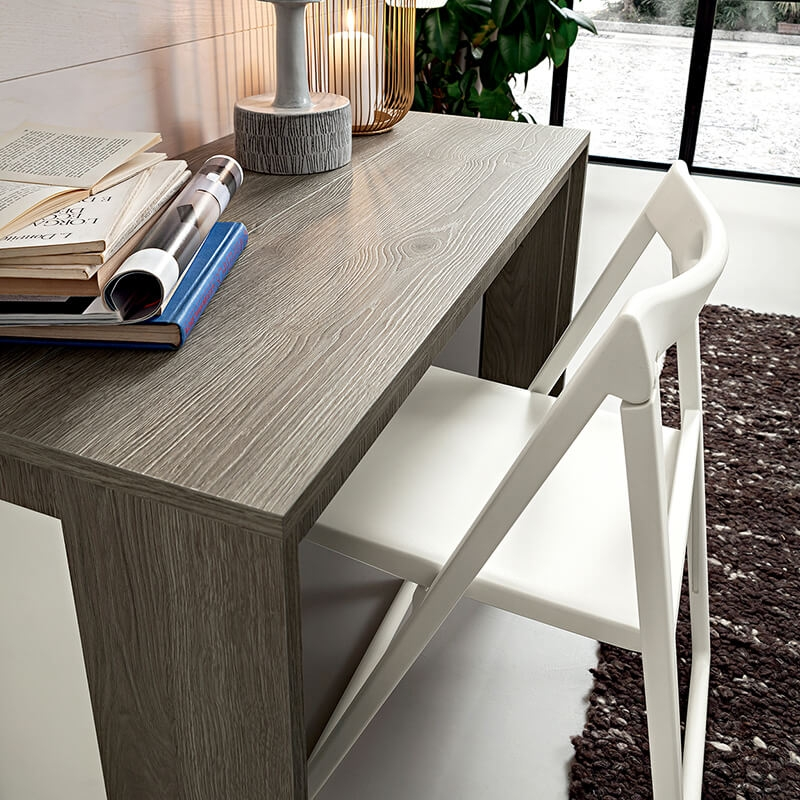 Table console extensible en mélaminé effet bois grisé  - Tony