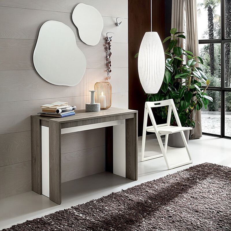 Console extensible en mélaminé effet bois grisé - Tony