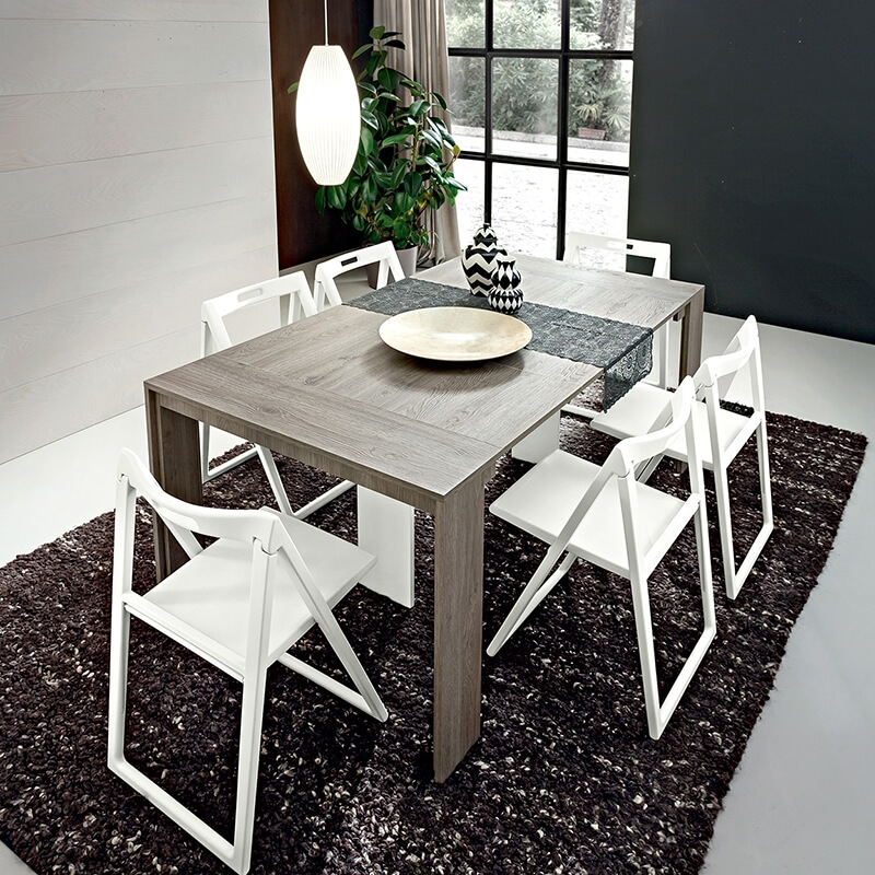 Table console extensible en mélaminé effet bois grisé - Tony