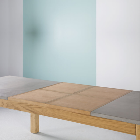 Table fabrication française extensible en béton ciré et bois massif - Repas