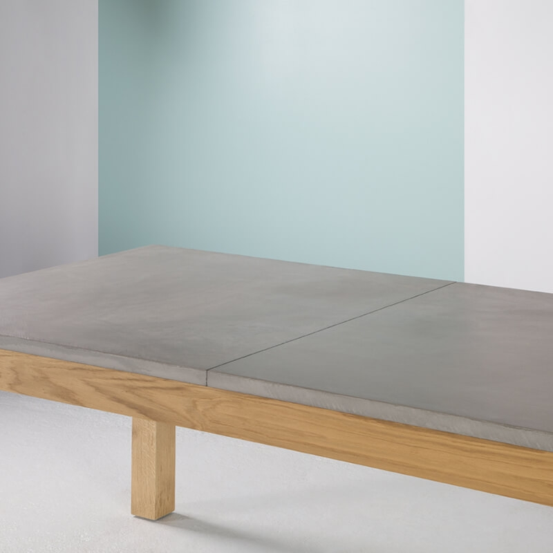 Table made in France extensible en béton ciré et bois massif - Repas