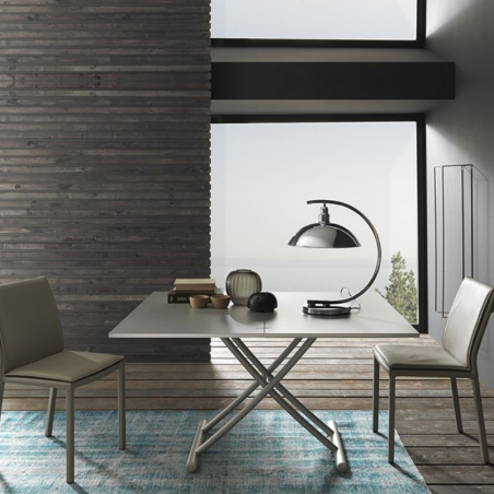 Table de salon relevable en céramique et pieds métal - Bessy