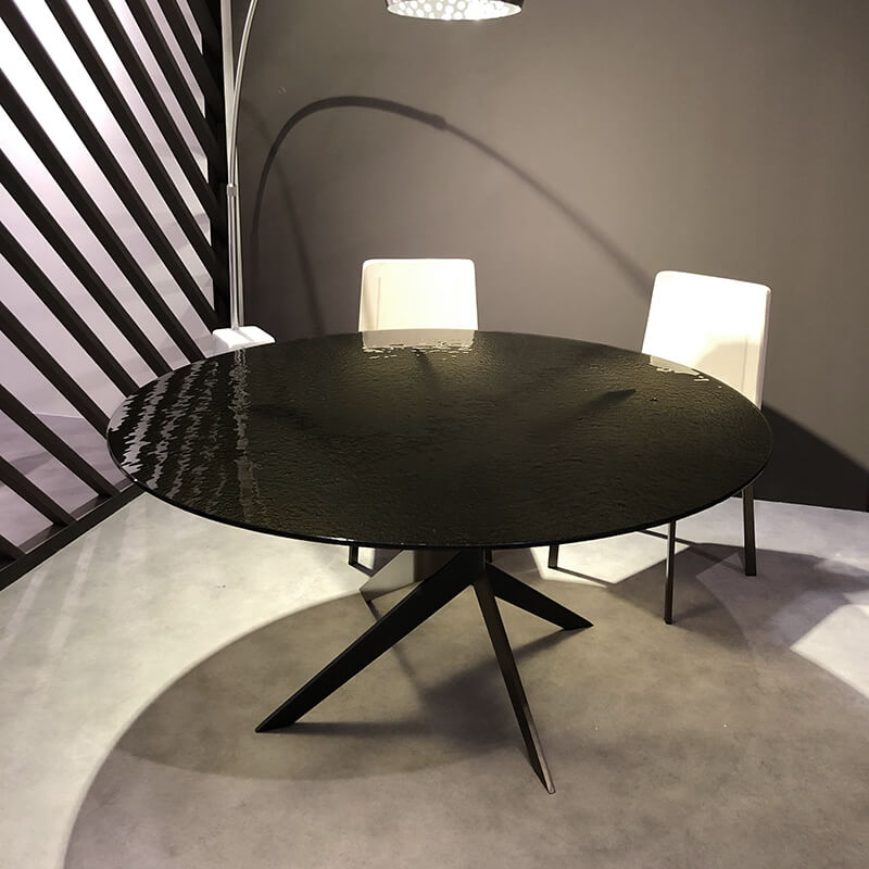 Table ronde en verre design italien pied central - Vertigo