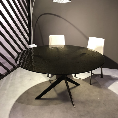 Table ronde en verre design italien pied central - Vertigo
