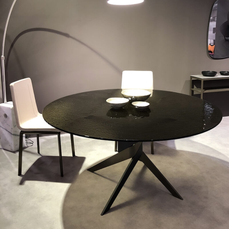 Table ronde en verre design italien pied central - Vertigo