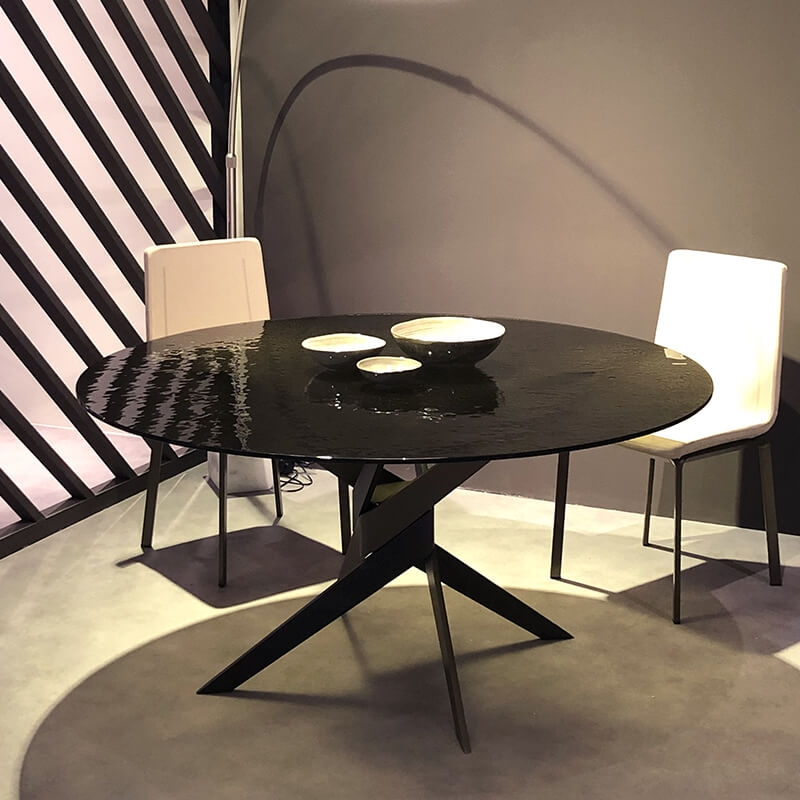 Table ronde en verre design italien pied central - Vertigo