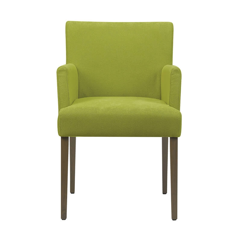 Chaise avec accoudoirs en tissu vert et hêtre massif foncé - Shanna Mobitec
