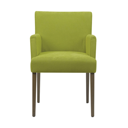Chaise avec accoudoirs en tissu vert et hêtre massif foncé - Shanna Mobitec