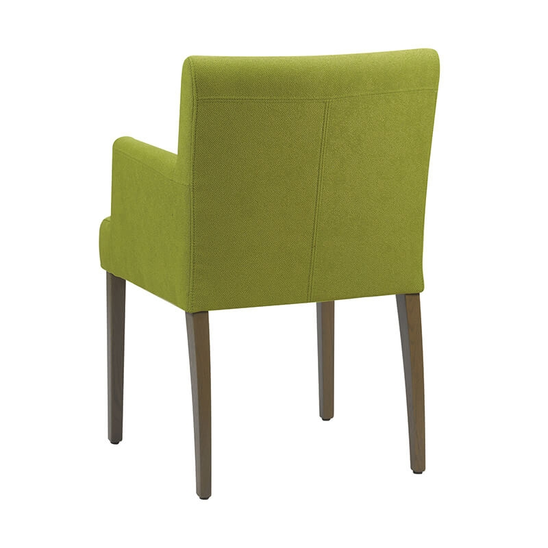 Fauteuil cocooning en tissu vert et bois massif foncé - Shanna Mobitec®