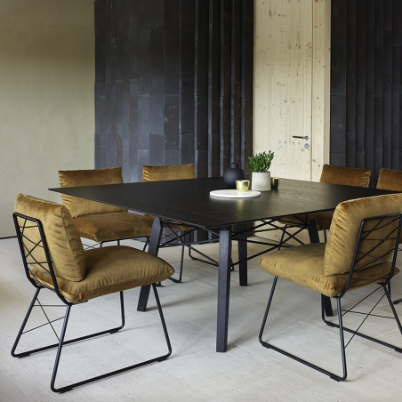 Chaise confortable design marron jaune avec structure en métal noir - Cosy Mobitec®