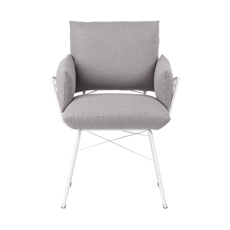 Fauteuil design confortable assise en tissu gris et pieds en métal blanc - Cosy Mobitec®