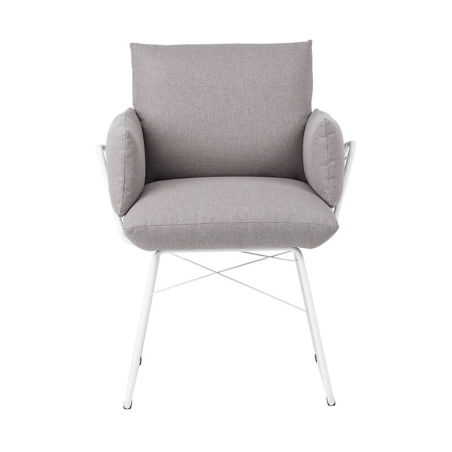 Fauteuil tendance en tissu gris et pieds en métal blanc - Cosy Mobitec®