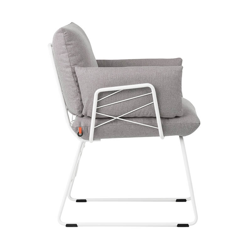 Fauteuil moderne en tissu gris et pieds en métal blanc - Cosy Mobitec®