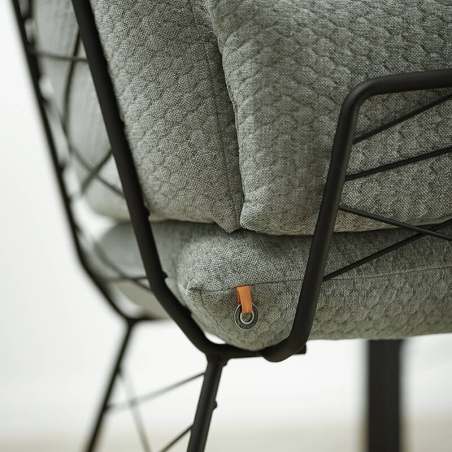Fauteuil design en tissu vert et pieds en métal noir - Cosy Mobitec®