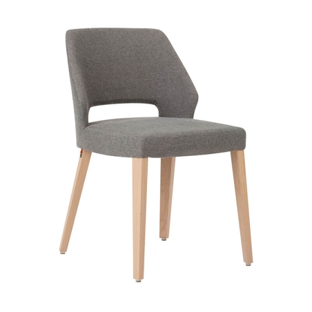 Chaise ajourée en tissu gris et pieds bois style moderne - Lena Mobitec®