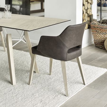 Fauteuil en tissu gris avec dossier ajouré - Lena Mobitec®