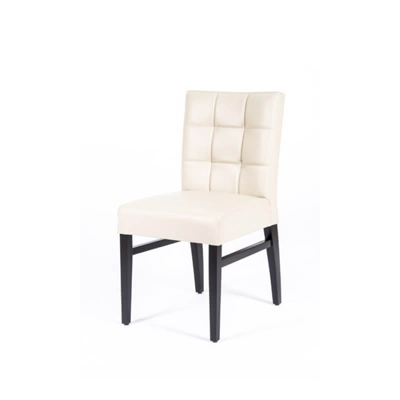 Chaise matelassée blanche avec renforts de structure en bois noir - Matias - 4