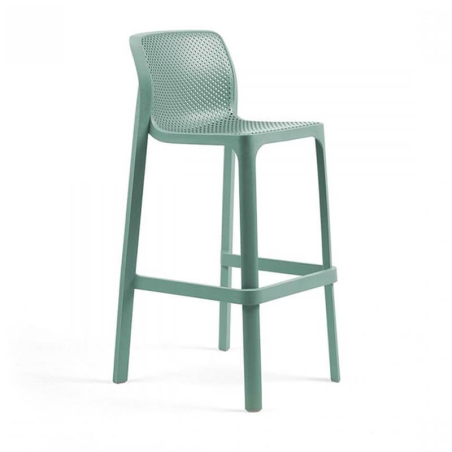 Tabouret de bar extérieur empilable en polypropylène vert salice - Net stool