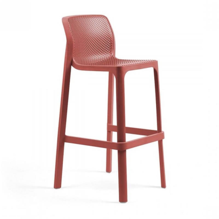 Tabouret de bar extérieur empilable en polypropylène corail - Net stool
