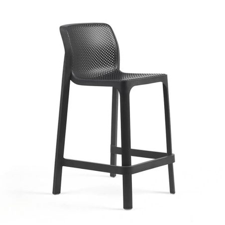 Tabouret snack extérieur empilable en polypropylène anthracite - Net stool mini