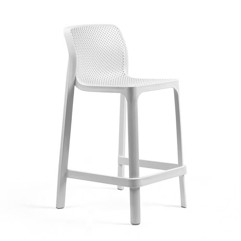 Tabouret snack extérieur empilable en polypropylène blanc - Net stool mini