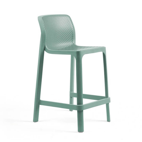Tabouret snack extérieur empilable en polypropylène vert salice - Net stool mini