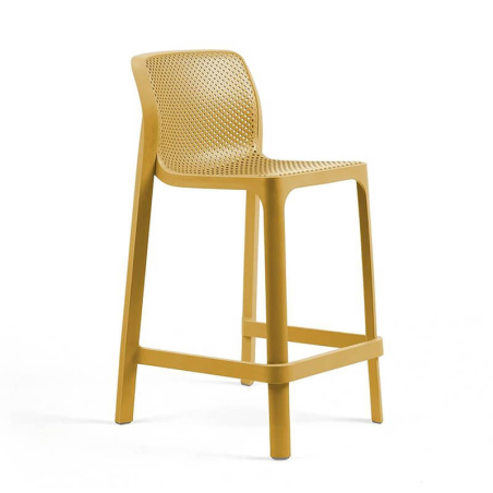 Tabouret snack extérieur empilable en polypropylène moutarde - Net stool mini