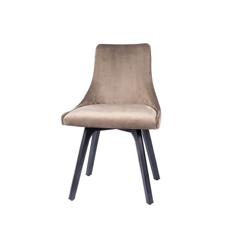 Chaise cocooning en tissu gris et pieds en bois noir - Lars