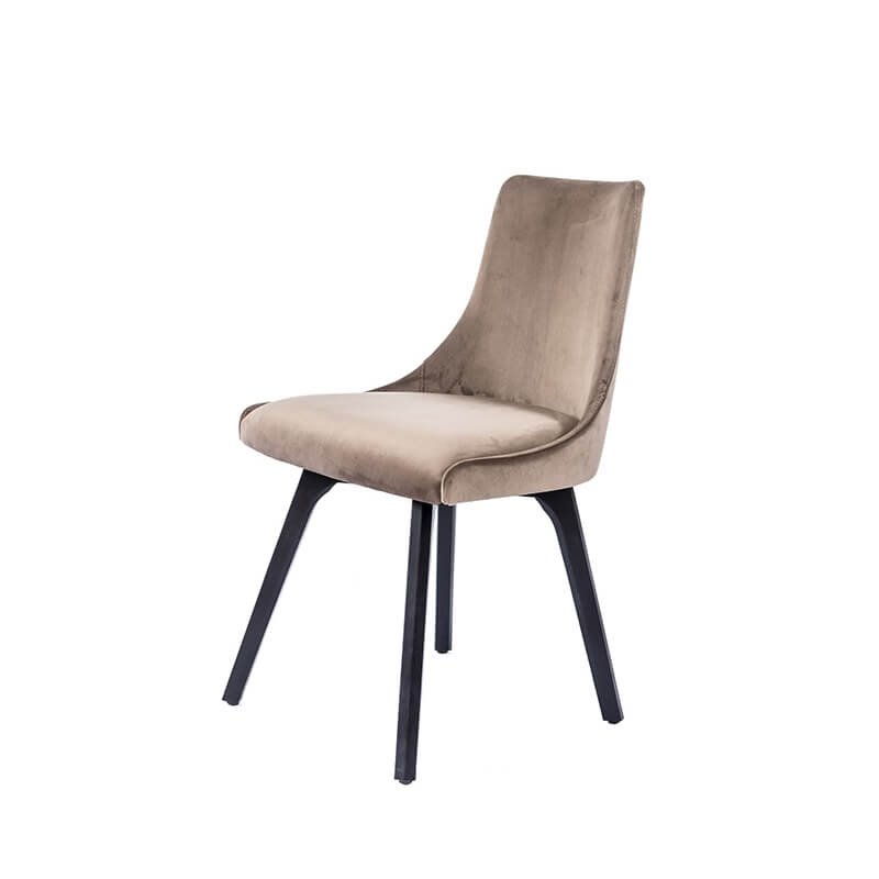 Chaise cosy en tissu gris et pieds en bois noir - Lars