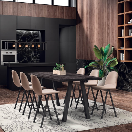 Table snack rectangulaire en stratifié et métal - Queen