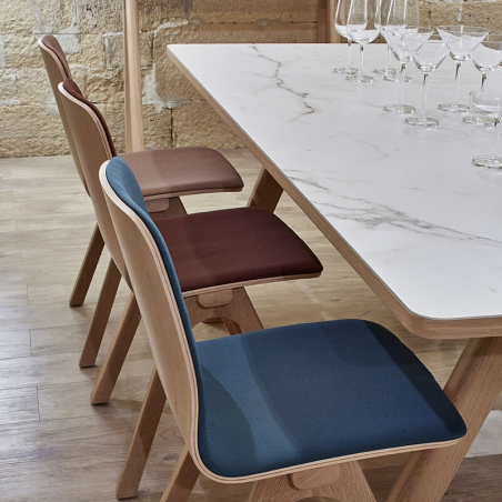 Table tendance en céramique et bois de fabrication française - Chevron