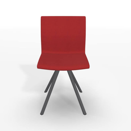 Chaise design pied noir et revêtement rouge - Silva