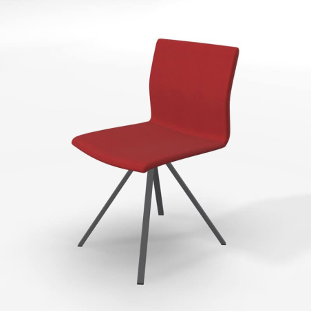 Chaise design pied noir et revêtement en tissu rouge - Silva