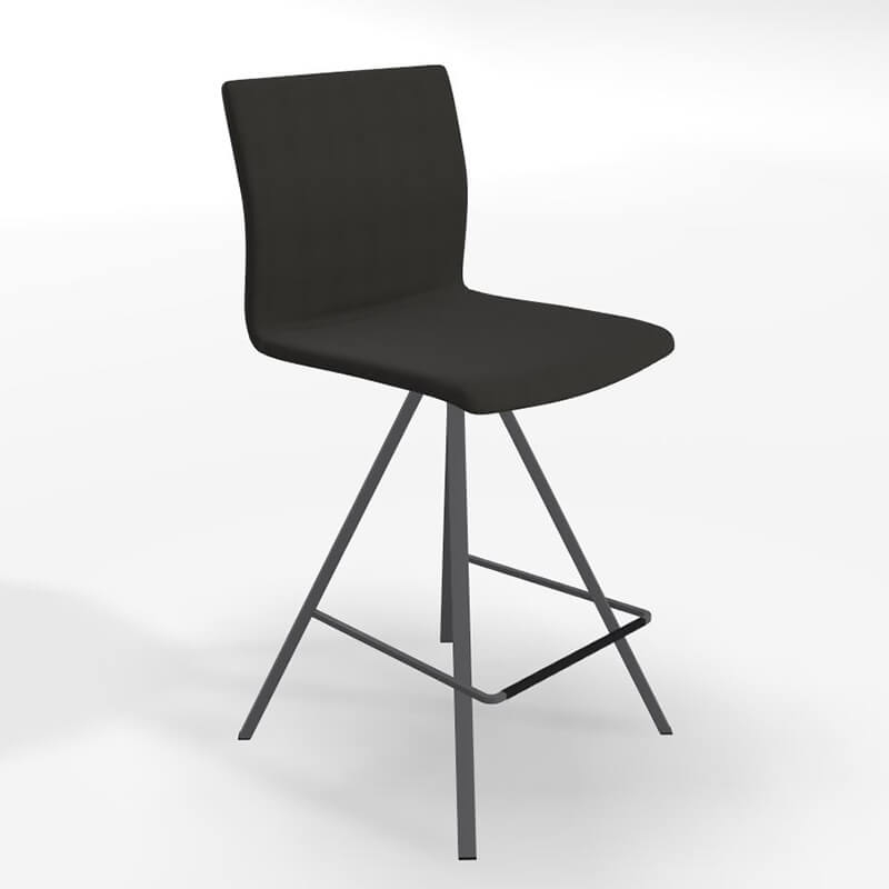 Tabouret snack design tissu noir et métal gris - BarSilva