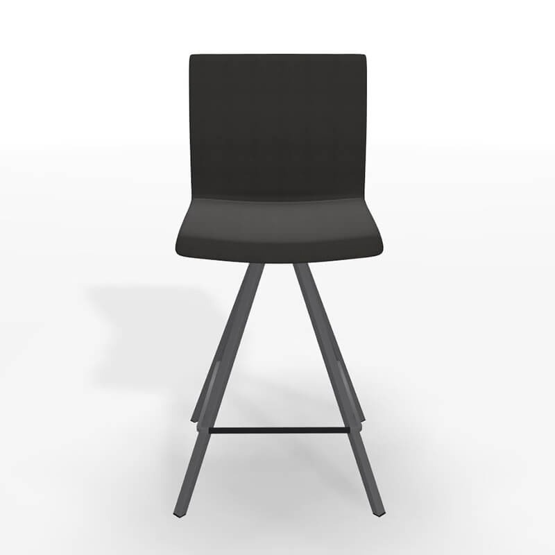 Tabouret snack design tissu noir et métal gris - BarSilva