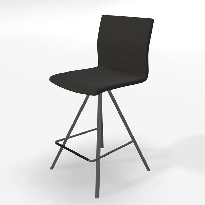 Tabouret snack design tissu noir et métal gris - BarSilva