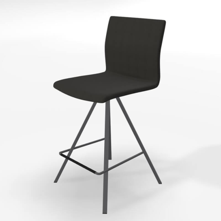 Tabouret snack design tissu noir et métal gris - BarSilva